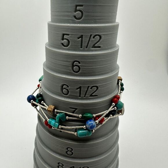 up to 7.5" liquid silver and multi-stone beaded, sterling silver bracelet! - Picture 11 of 11